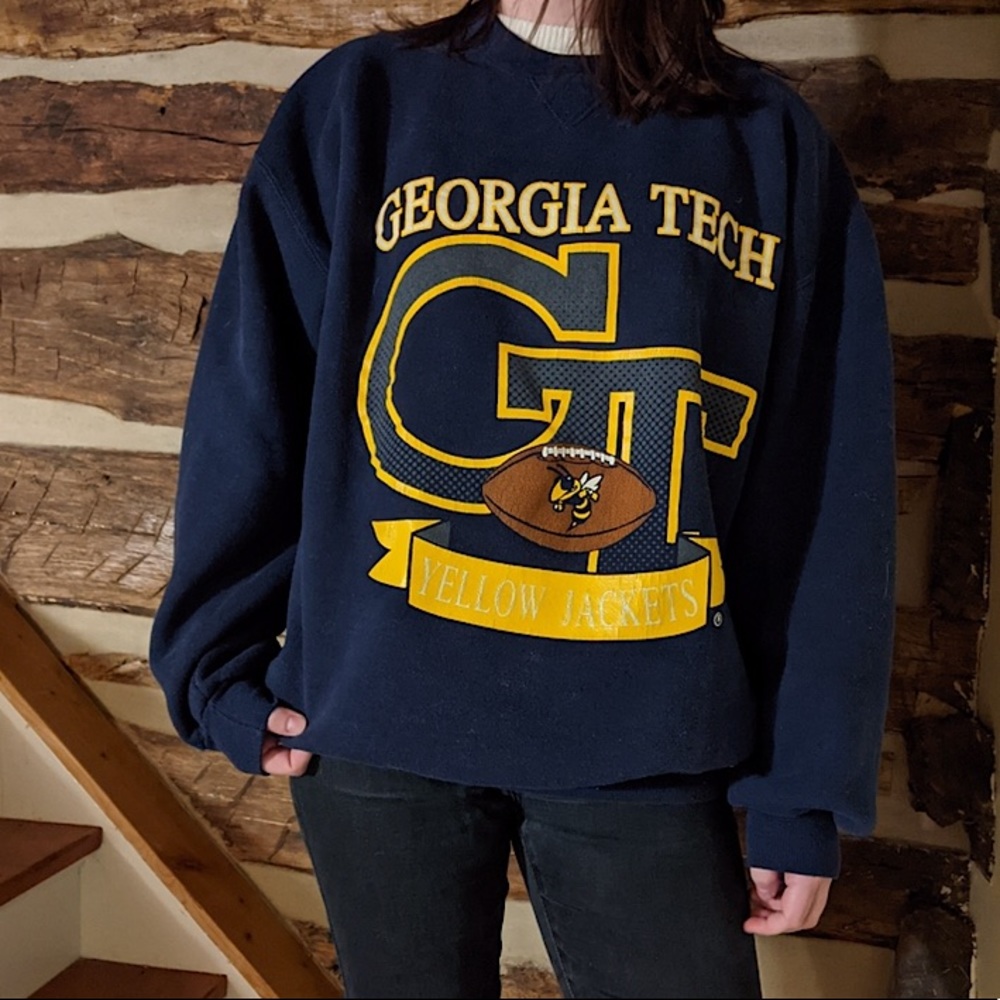 Vtg Georgia Tech College Football Crewneck Sweater